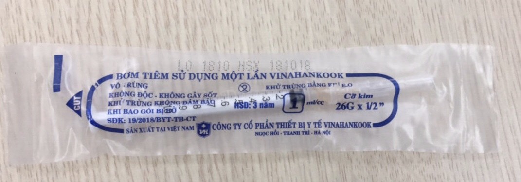 Bơm tiêm sử dụng một lần Vinahankook 1ml/cc 1