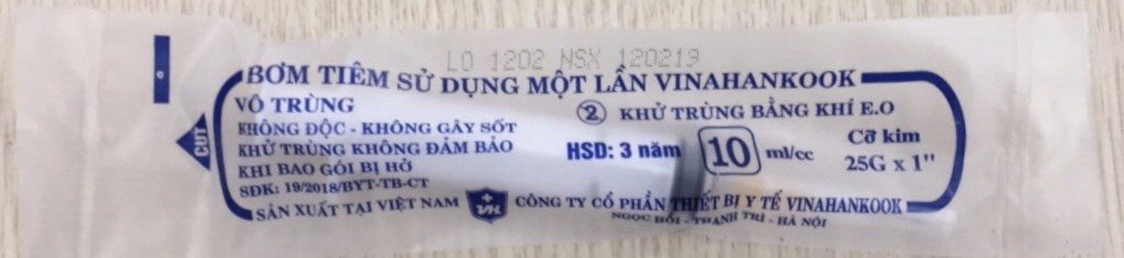 Bơm tiêm sử dụng một lần Vinahankook 10ml/cc 1