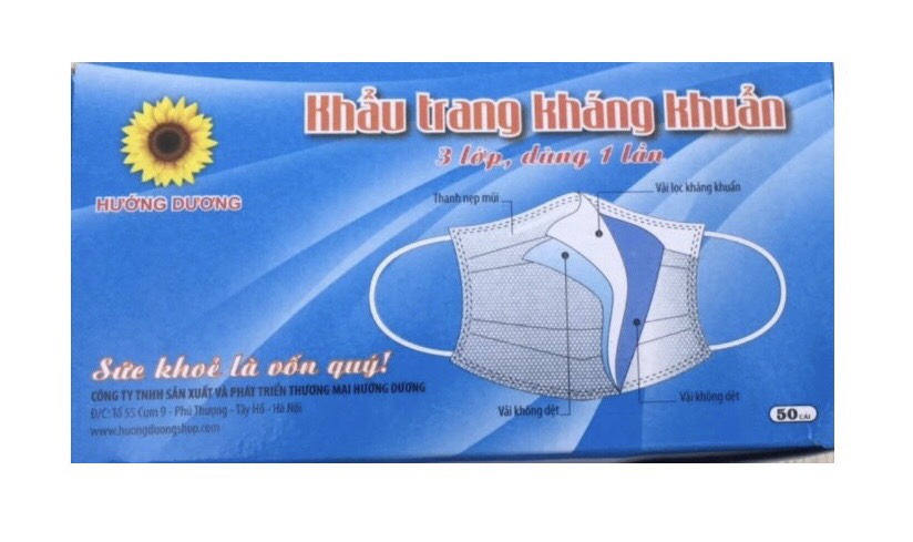 Khẩu trang y tế hướng dương xanh 3 lớp 1