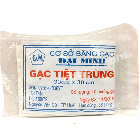 Gạc y tế tiệt trùng Đại Minh gói 10 miếng 30cm x 30cm 1