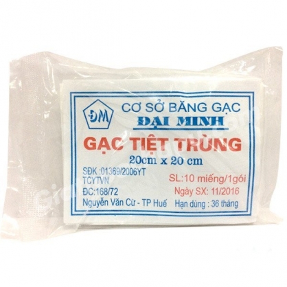 Gạc y tế tiệt trùng Đại Minh gói 10 miếng 20cm x 20cm 1