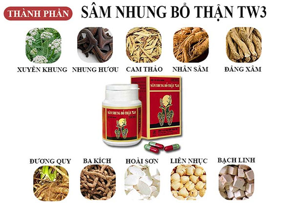 Thành phần Sâm nhung bổ thận TW3 - Bổ thận tráng dương kết hợp nhung hươu, nhân sâm