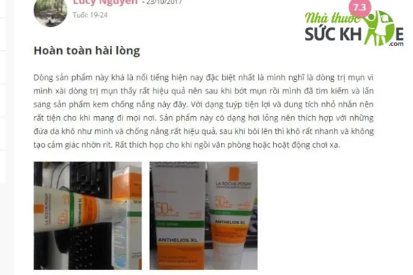 review kem chống nắng La Roche-Posay Anthelios XL Fluide SPF 50+ PA++++