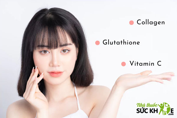 Viên uống trắng da nên chứa Glutathion, Vitamin C và Collagen