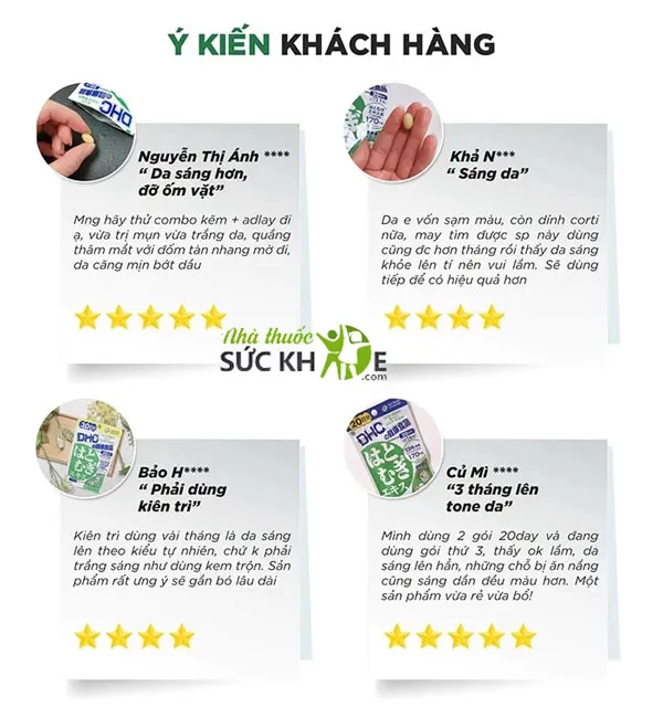 Review viên uống trắng da của Nhật DHC