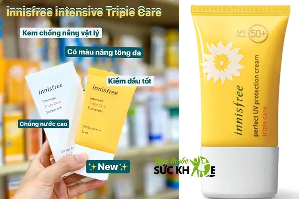 Kem chống nắng Hàn Quốc nâng tone da Innisfree Triple Care 