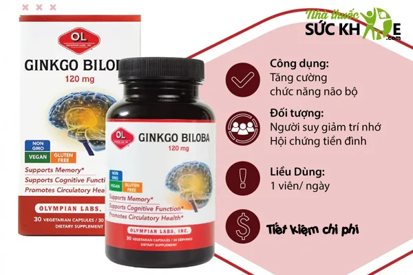 Thực phẩm chức năng bổ não, tăng cường trí nhớ Ginkgo Biloba Olympian Labs