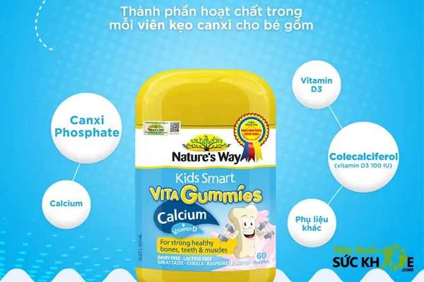 Viên nhai Nature’s Way bổ sung canxi và vitamin D3 cho bé