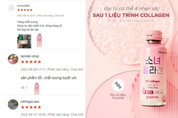 Đánh giá từ người dùng Girl Collagen Hàn Quốc dạng nước