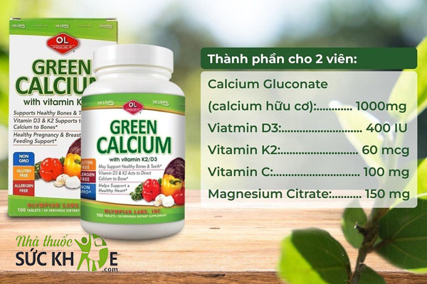 Green Calcium chứa thành phần chiết xuất từ thiên nhiên