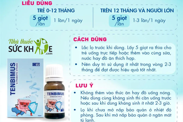 Men tiêu hóa Tenbimus sử dụng được cho trẻ sơ sinh, trẻ nhỏ và người lớn